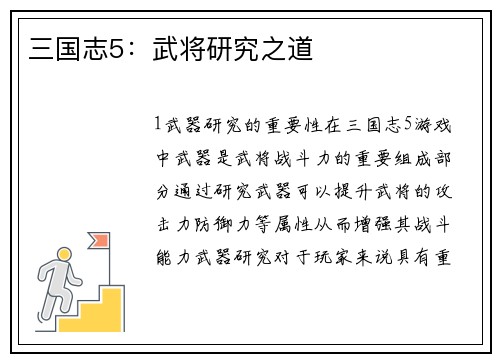 三国志5：武将研究之道